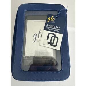 Glo Tech 3-Piece Cosmetic Bag Set w/ Compact Mirror Travel Makeup Organizer NWT